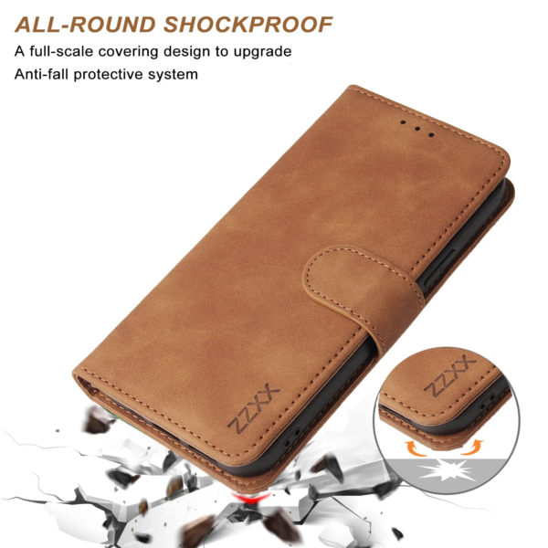 The ZZXX Leather Wallet Phone Case for iPhone 15 Pro Max 14 13 Mini 12 11 XS XR X SE 2022 8 7 6 6s Plus - Flip Card Slot Holder Cover.